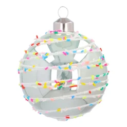 Pastel Green Christmas Bauble With Colorful Speckles