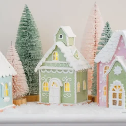Pastel Green Gingerbread Cottage | LED | Clay | Handcrafted | 19cm High