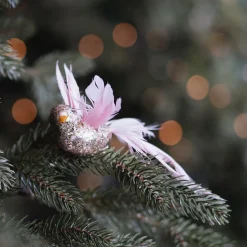 Pink Bird On A Clip With Sparkling Glitter