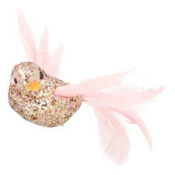 Pink Bird On A Clip With Sparkling Glitter