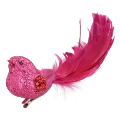Pink Bird On A Clip With Soft Feathers
