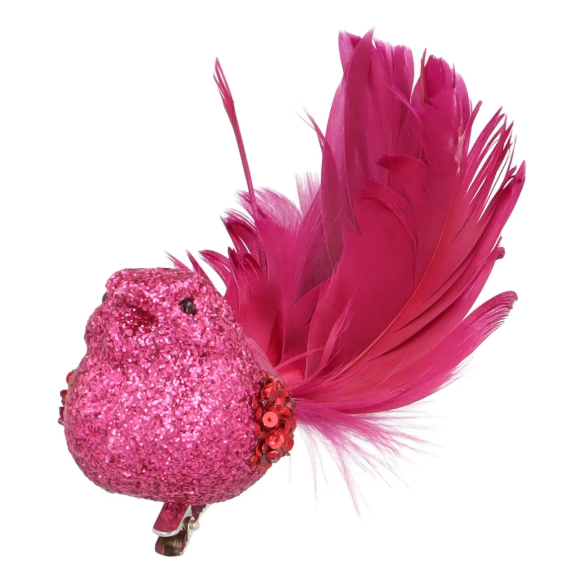Pink Bird On A Clip With Soft Feathers