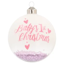Pink Christmas Bauble 'Baby's First Christmas'