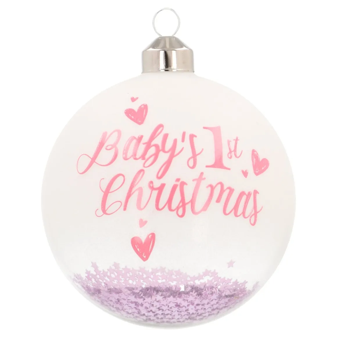 Pink Christmas Bauble 'Baby's First Christmas'