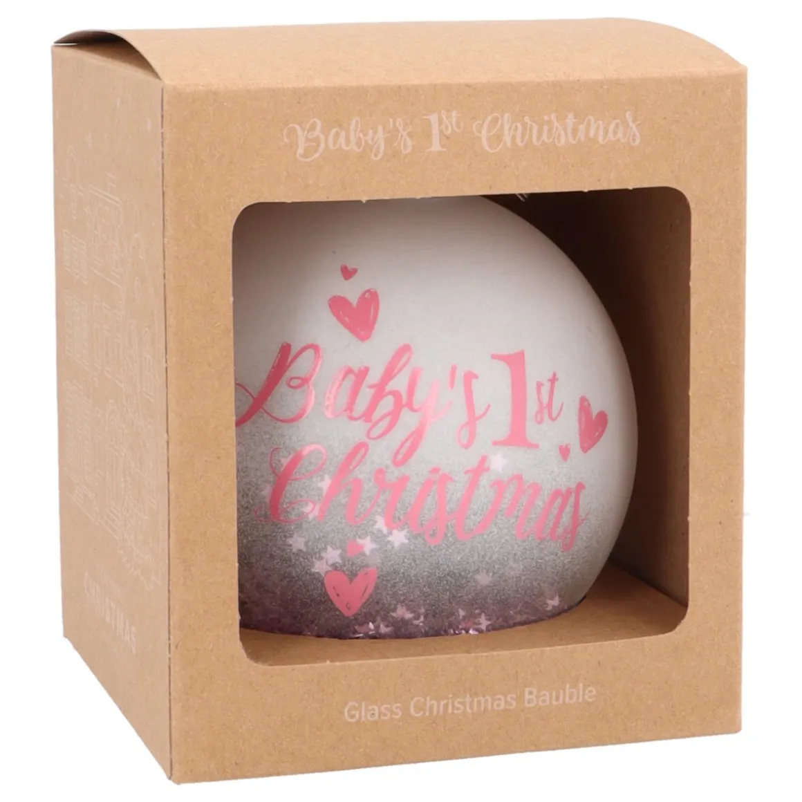 Pink Christmas Bauble 'Baby's First Christmas'