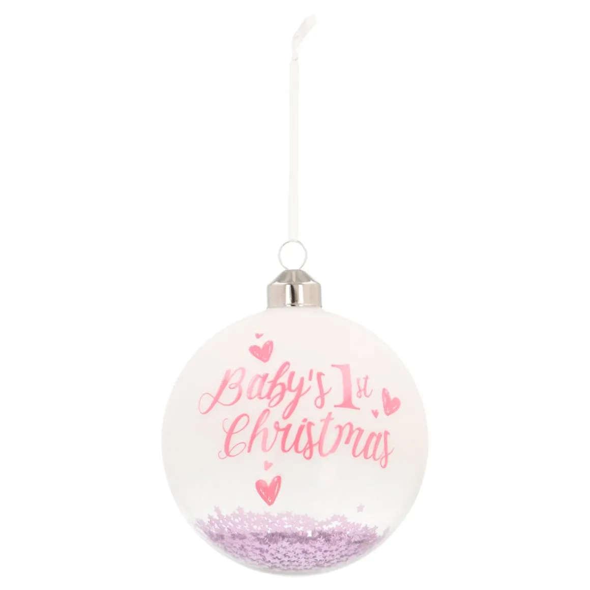 Pink Christmas Bauble 'Baby's First Christmas'