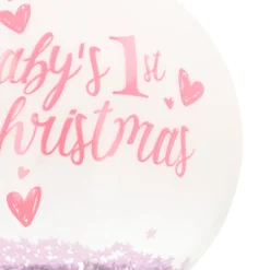 Pink Christmas Bauble 'Baby's First Christmas'