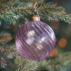 Pink Christmas Bauble With Romantic Swirls