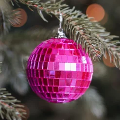Pink Disco Christmas Bauble With Reflective Mirrors