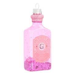 Pink Gin Bottle Christmas Ornament | Glass | Pink | 12cm
