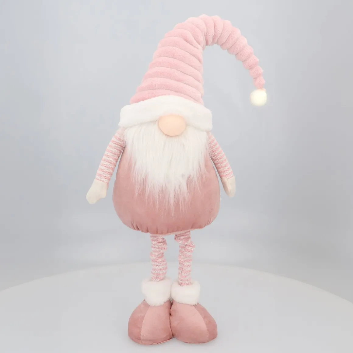 Pink Gnome With Extendable Legs And Pointed Hat