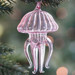 Pink Jellyfish Christmas Ornament | Glass | 12 Cm