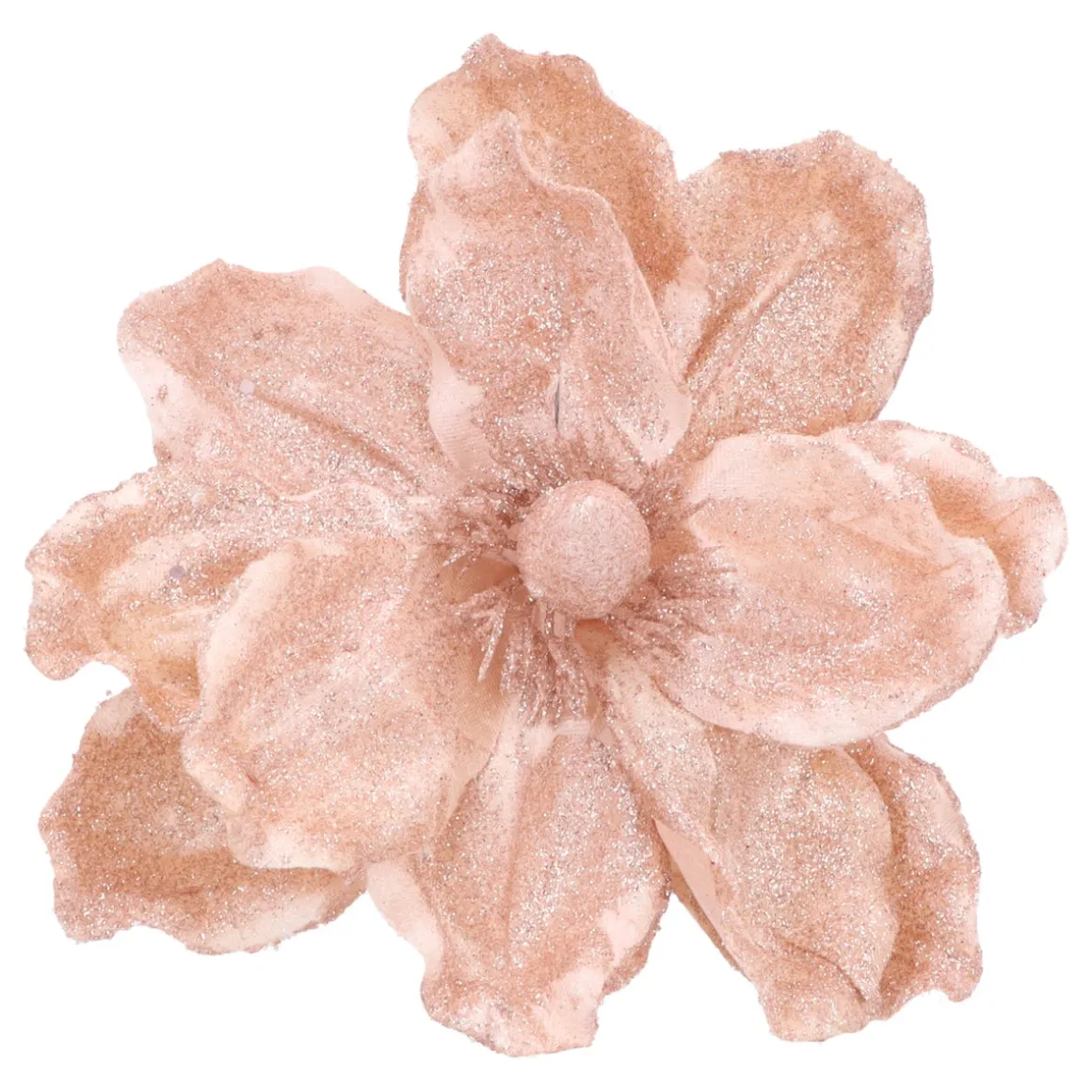 Pink Magnolia Decorative Flower With Glitters