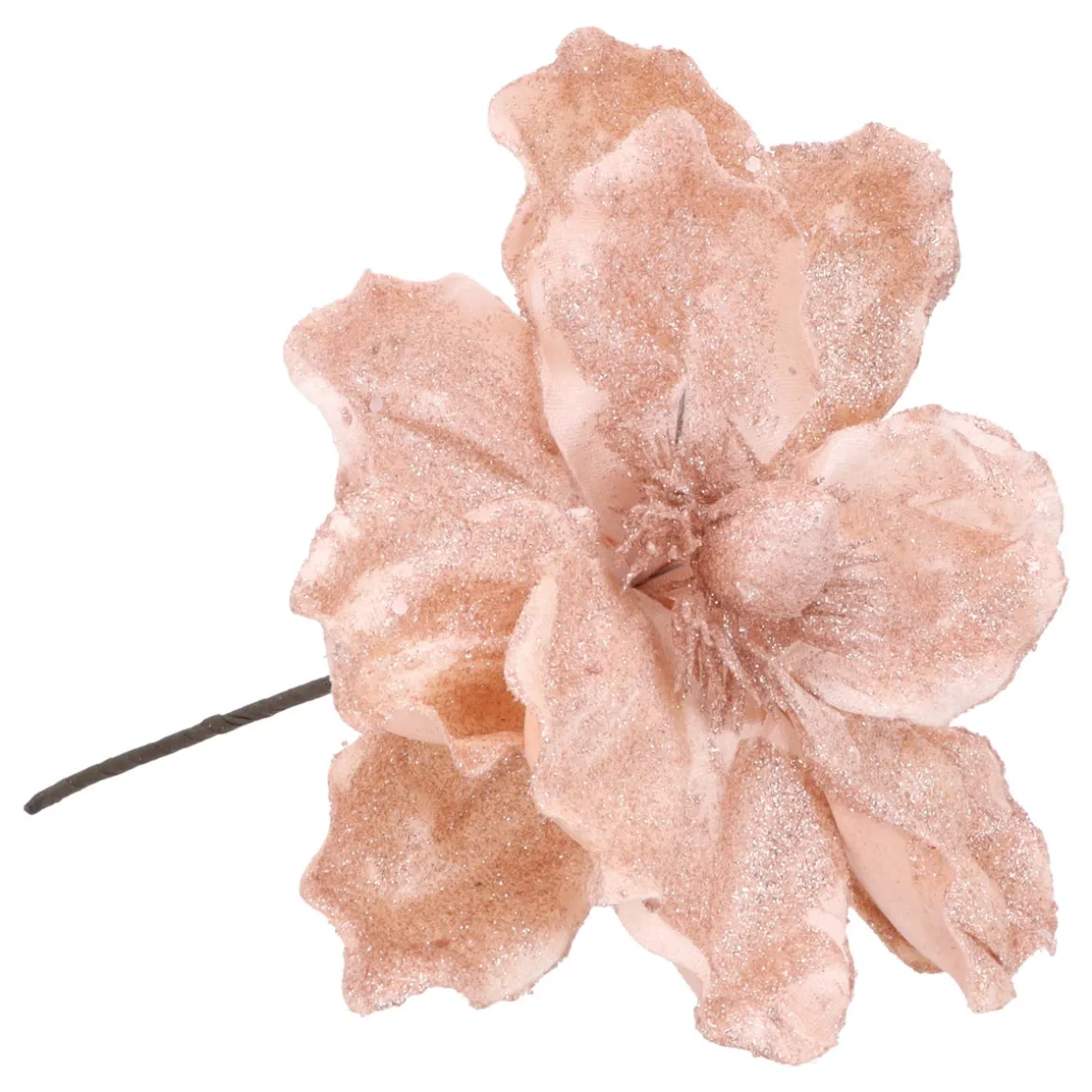 Pink Magnolia Decorative Flower With Glitters