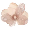 Pink Magnolia Pick Flower With Glitters And Organza