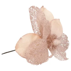 Pink Magnolia Pick Flower With Glitters And Organza
