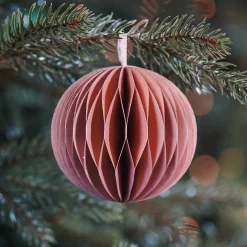 Pink Paper Christmas Bauble 8 Cm