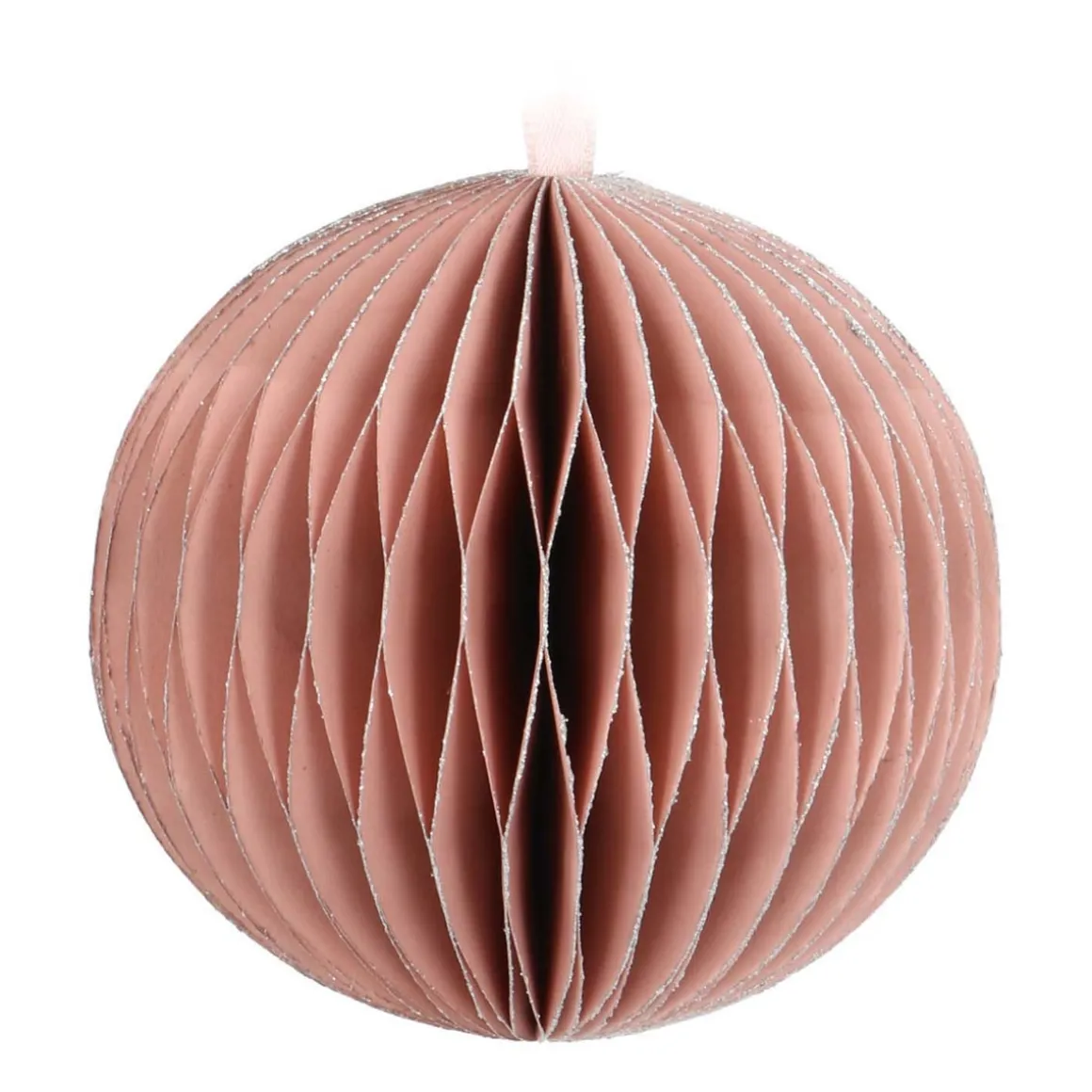 Pink Paper Christmas Bauble 8 Cm