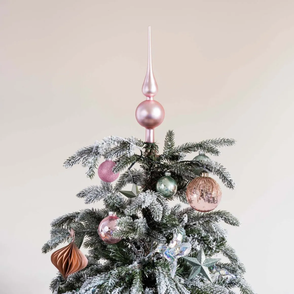 Pink Tree Topper | Matt | Glass | 27 Cm