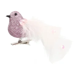 Pink White Clip On Bird Ornament | 15 Cm