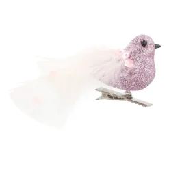 Pink White Clip On Bird Ornament | 15 Cm