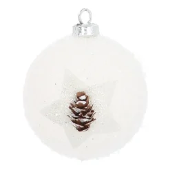 Plastic Christmas Bauble With Star 8 Cm White