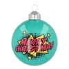 Pop-art Christmas Bauble "Merry Christmas" | Glass | Teal | 8 Cm