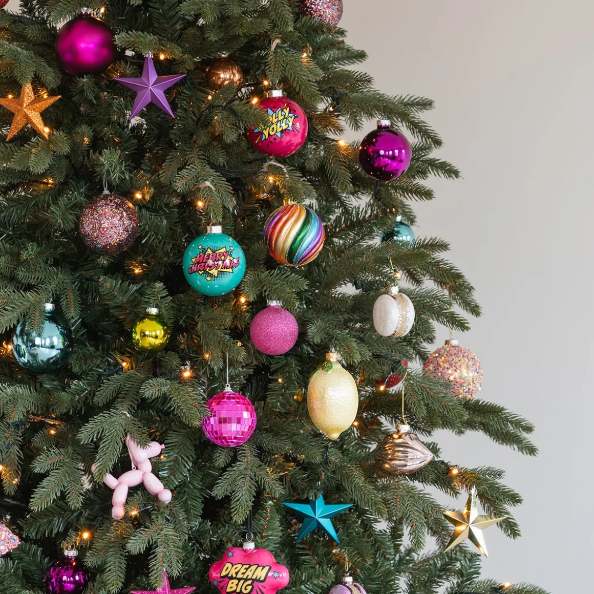 Pop-art Christmas Bauble "Merry Christmas" | Glass | Teal | 8 Cm