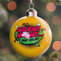Pop-art Christmas Bauble "Silent Night" | Yellow | Glass | 8 Cm