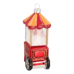Popcorn Machine Glass Hanging Figurine 12cm Red