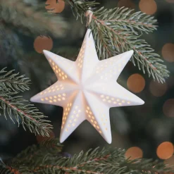 Porcelain Christmas Star With Warm White LED Light