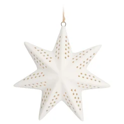Porcelain Christmas Star With Warm White LED Light