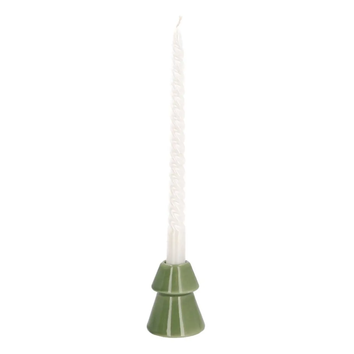 Porcelain Christmas Tree Candle Holder | Green | 10 Cm