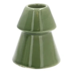 Porcelain Christmas Tree Candle Holder | Green | 10 Cm