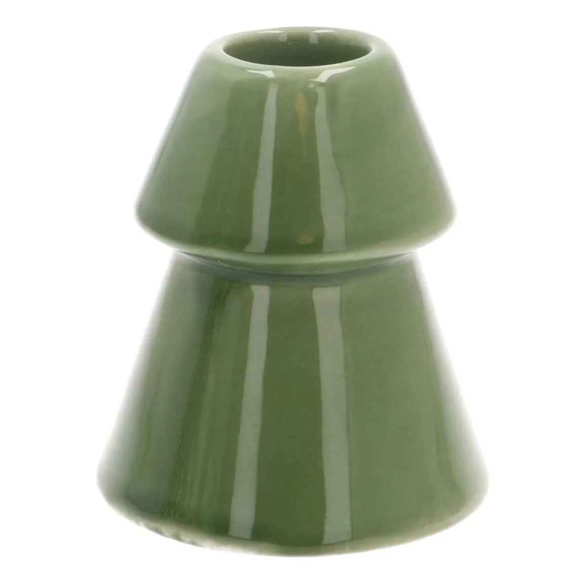 Porcelain Christmas Tree Candle Holder | Green | 10 Cm