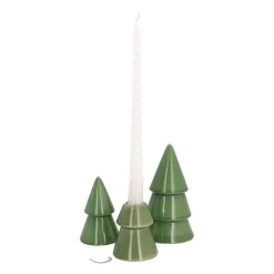 Porcelain Christmas Tree Candle Holder | Green | 10 Cm