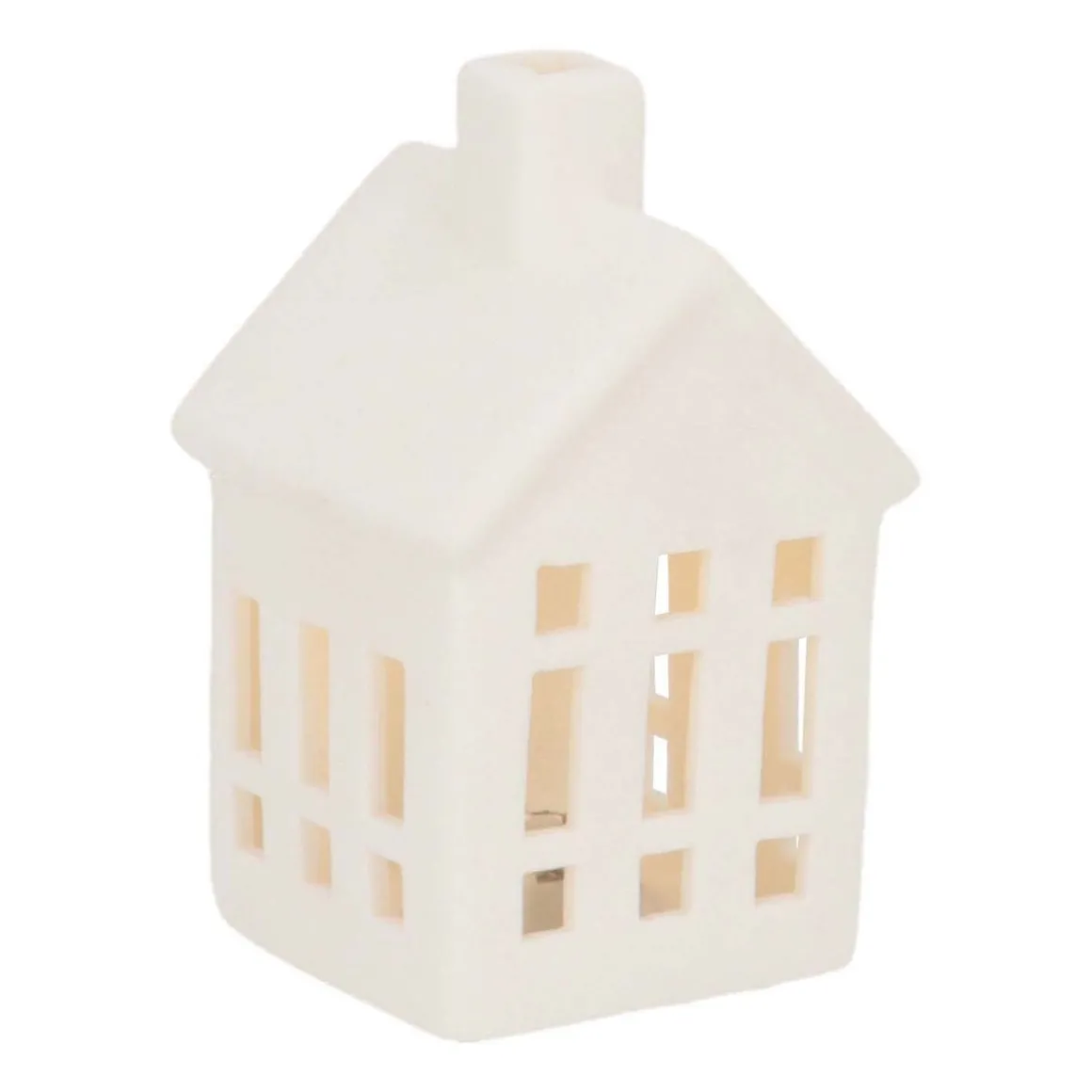 Porcelain House With LED | 11 Cm | White