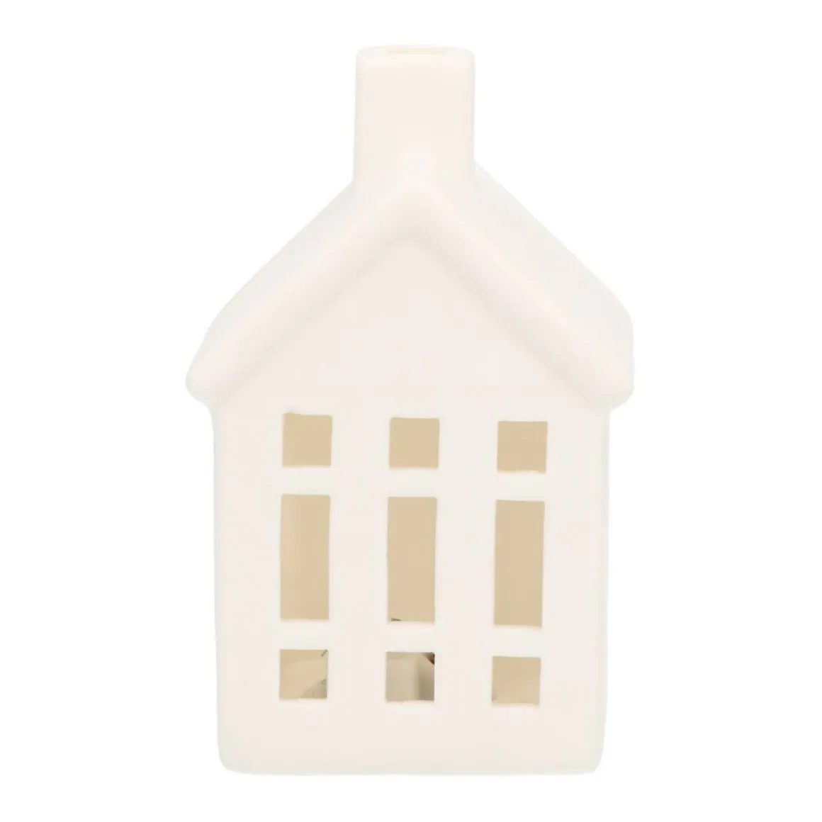 Porcelain House With LED | 11 Cm | White