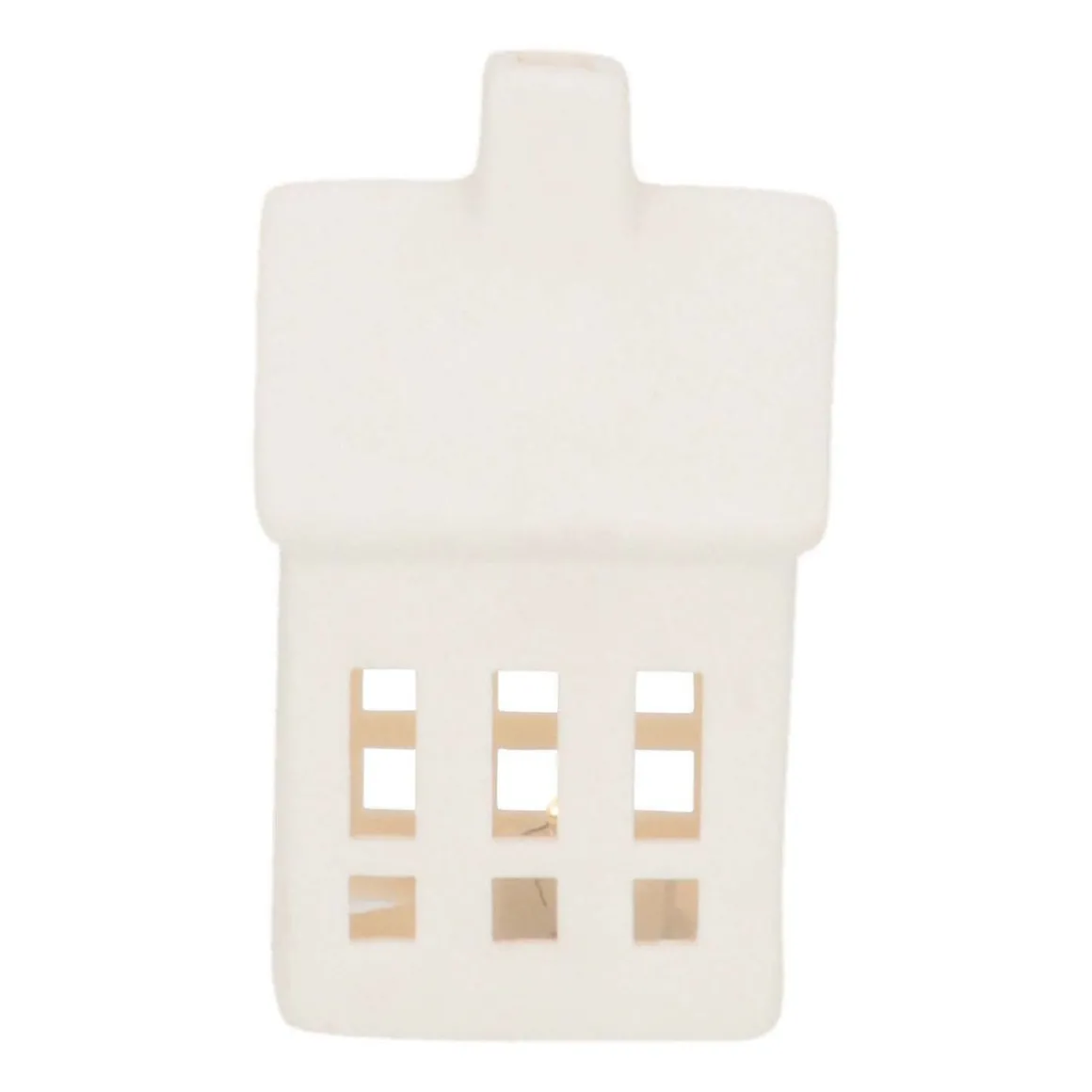 Porcelain House With LED | 11 Cm | White