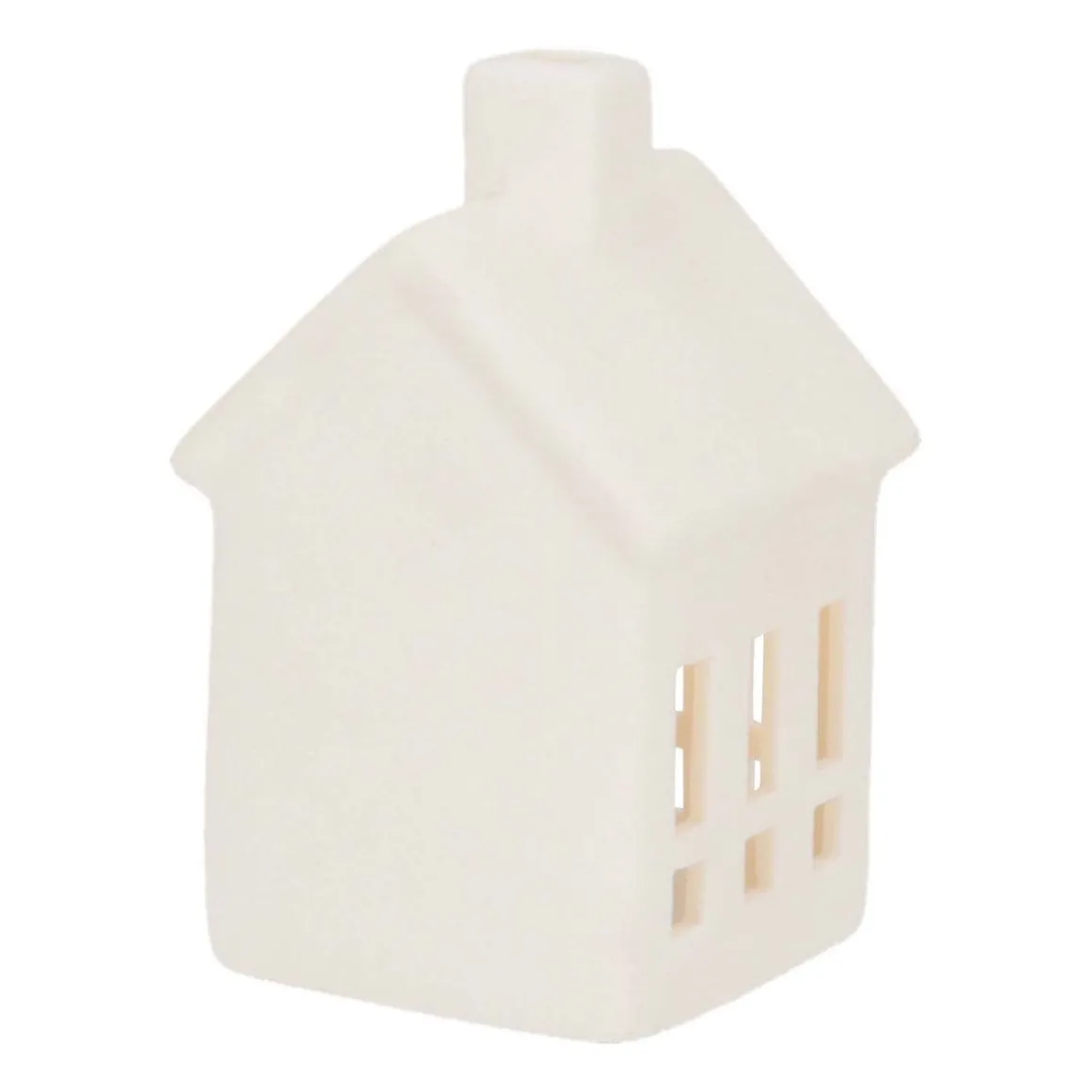 Porcelain House With LED | 11 Cm | White