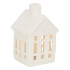 Porcelain House With LED | 11 Cm | White