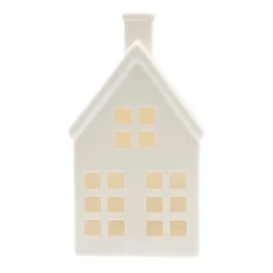 Porcelain House With LED | 19 Cm | White