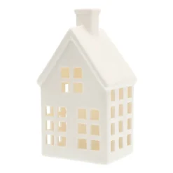Porcelain House With LED | 19 Cm | White