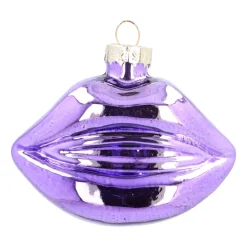 Purple Glass Lips Christmas Ornament