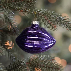 Purple Glass Lips Christmas Ornament