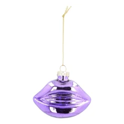 Purple Glass Lips Christmas Ornament