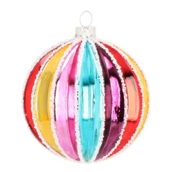 Rainbow Glass Christmas Bauble 8cm