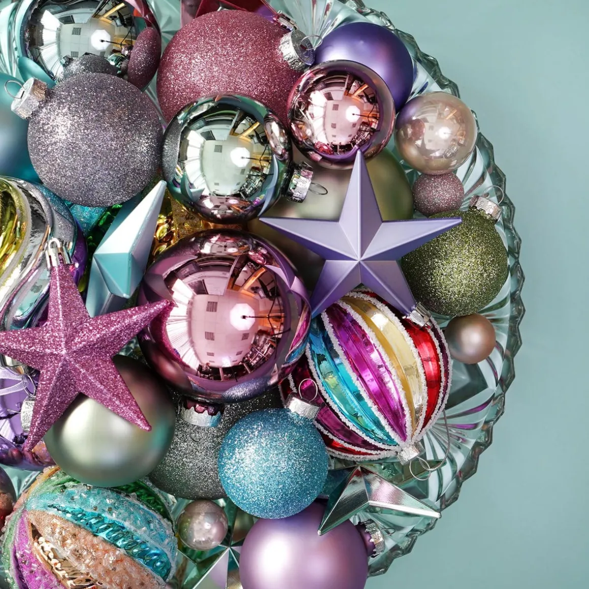 Rainbow Glass Christmas Bauble 8cm