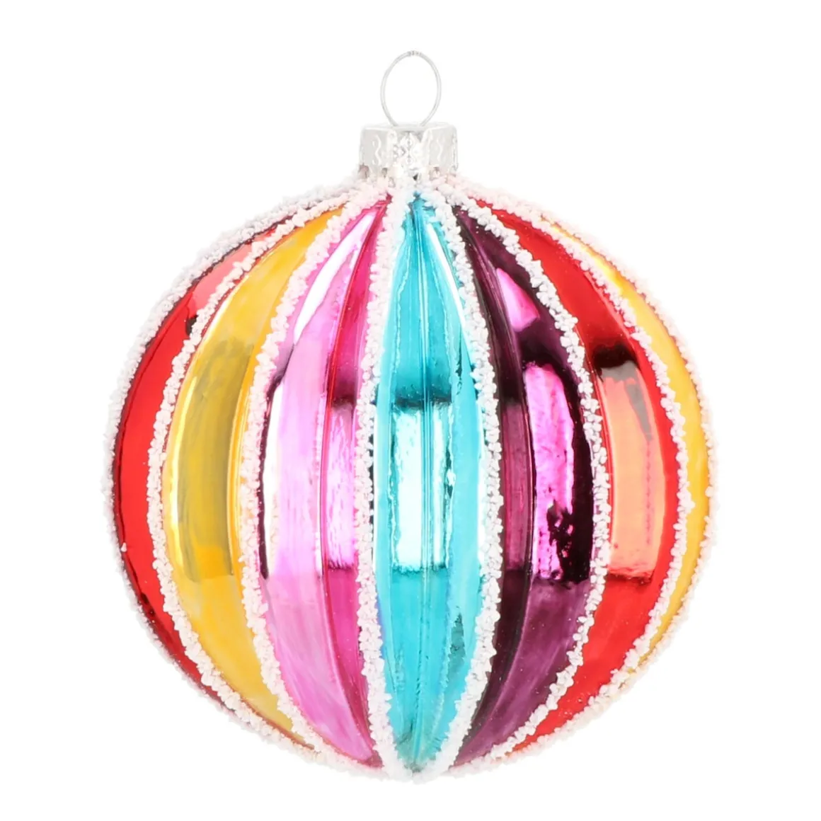 Rainbow Glass Christmas Bauble 8cm