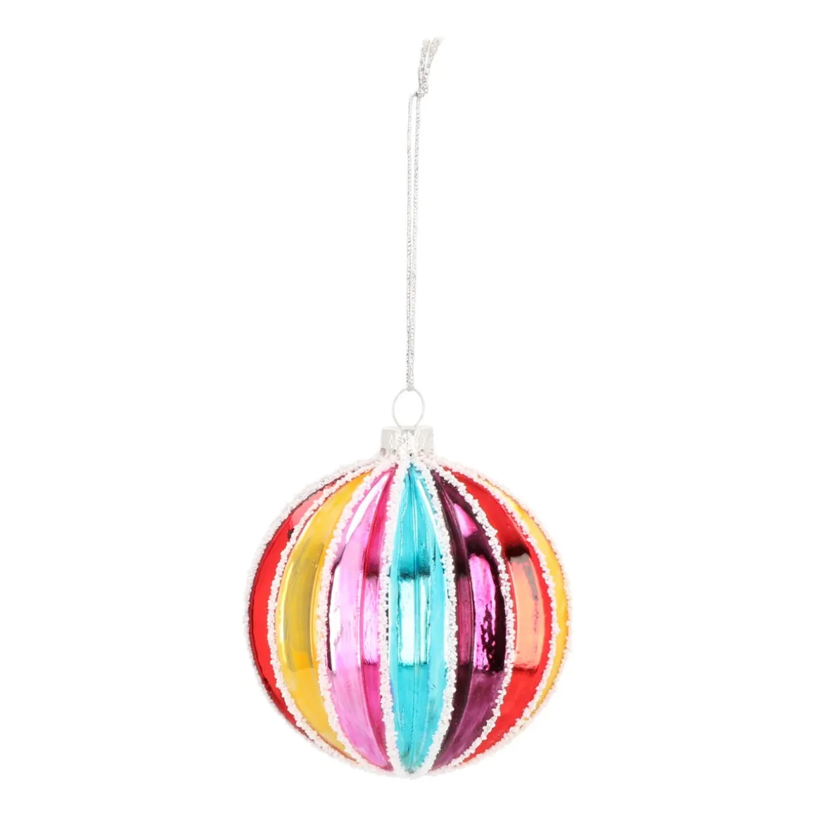 Rainbow Glass Christmas Bauble 8cm